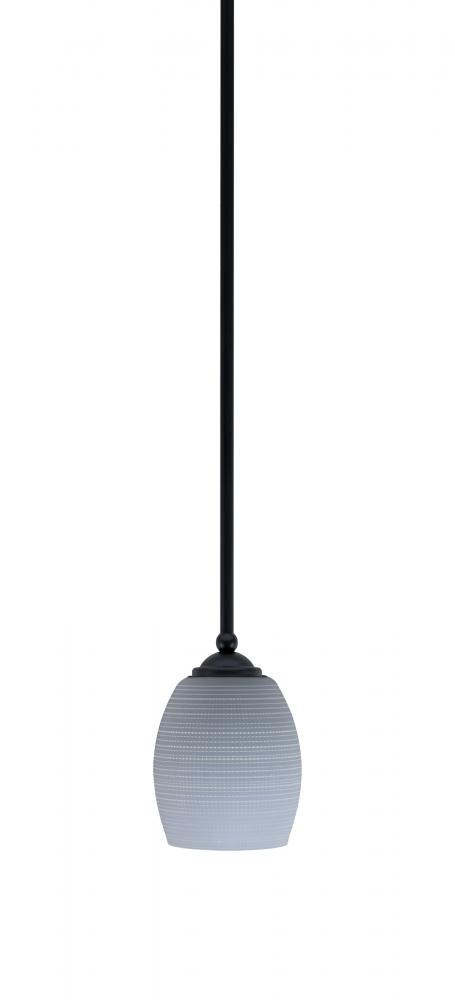 Zilo Stem Mini Pendant, Matte Black Finish, 5" Gray Matrix Glass