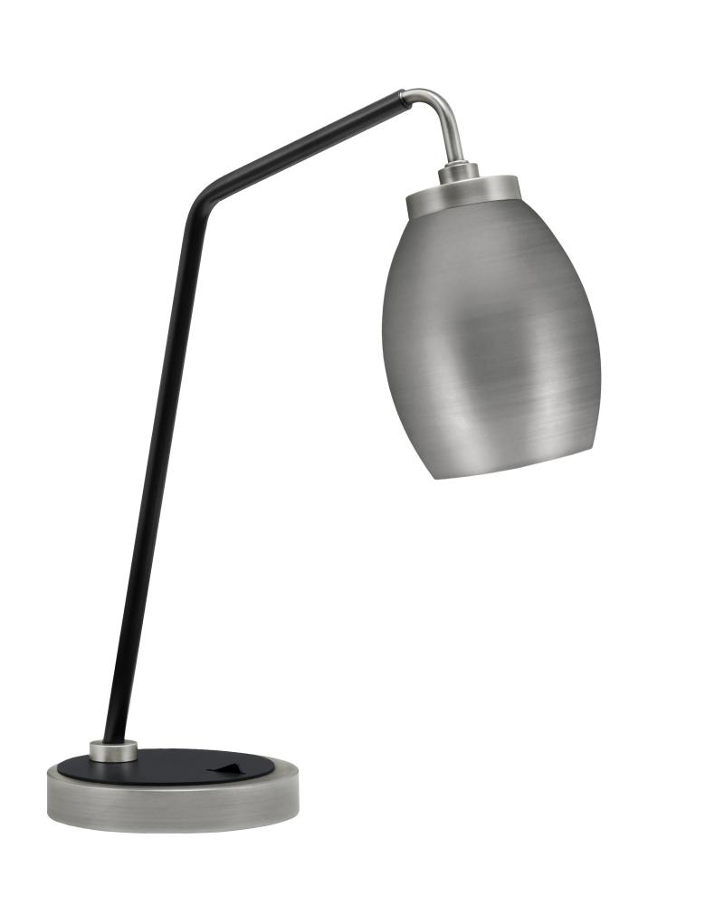 Desk Lamp, Graphite & Matte Black Finish, 5" Graphite Oval Metal Shade