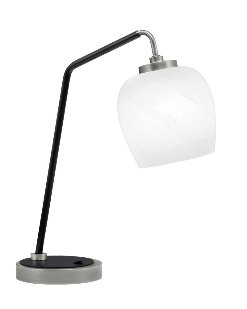 Desk Lamp, Graphite & Matte Black Finish, 6" White Marble Glass