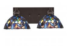 Toltec Company 1162-ES-9955 - Edge 2 Light Bath Bar, Espresso Finish, 7" Blue Mosaic Art Glass