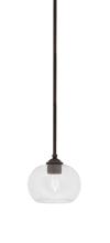 Toltec Company 560-DG-202 - Zilo Stem Hung Mini Pendant, Dark Granite Finish, 7" Clear Bubble Glass