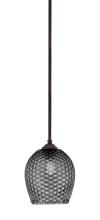 Toltec Company 560-DG-4902 - Zilo Stem Hung Mini Pendant, Dark Granite Finish, 7.5" Smoke Textured Glass