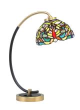 Toltec Company 57-MBNAB-9905 - Desk Lamp, Matte Black & New Age Brass Finish, 7" Kaleidoscope Art Glass