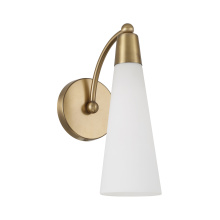 Capital 662211AD - 5" W x 13" H 1-Light Arm Sconce in Aged Brass with Tapered Soft White Glass
