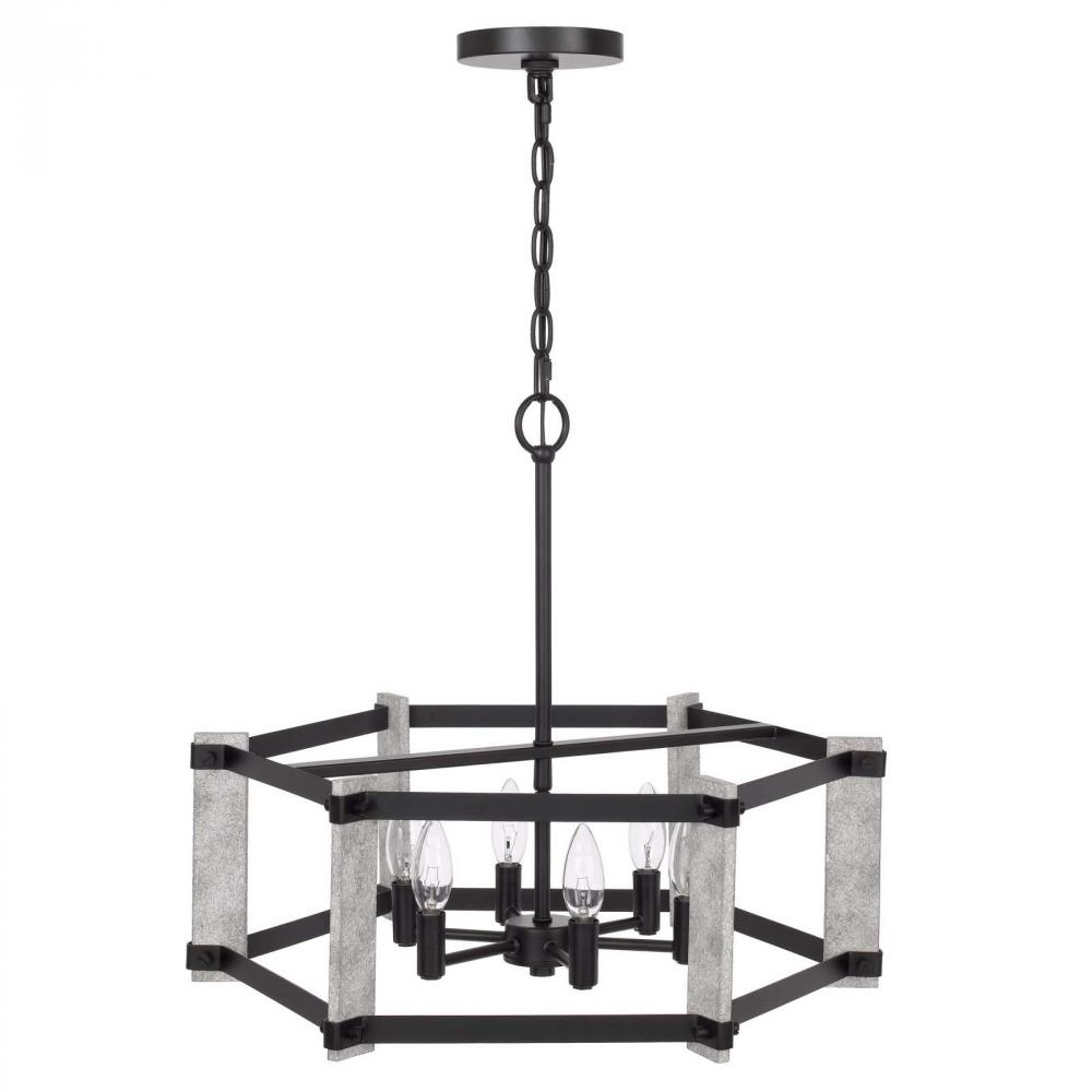 60W x 6 Rutland hammered metal chandelier