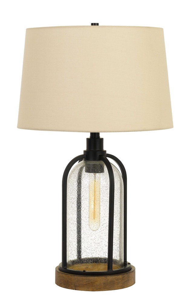 27" Height Metal and Pine Wood Table Lamp in Black and Wood Finish