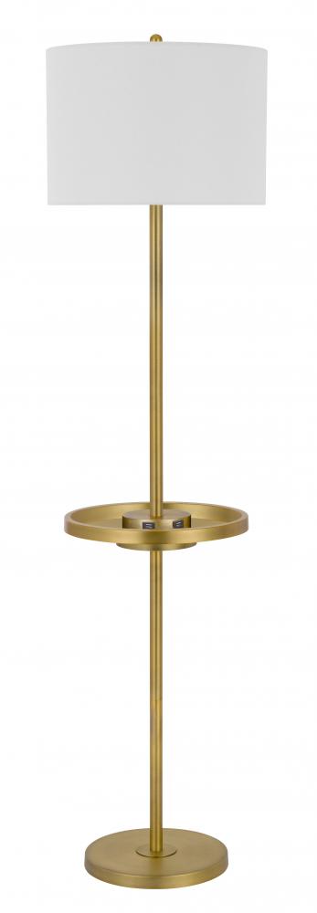 Crofton Metal Floor Lamp with Metal Tray Table and 2 Usb Charging Ports and A Weight Base.