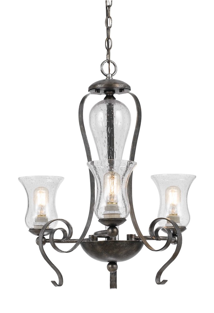 60W X 3 Metal 3 Light Chandelier (Edison Bulbs Not included)