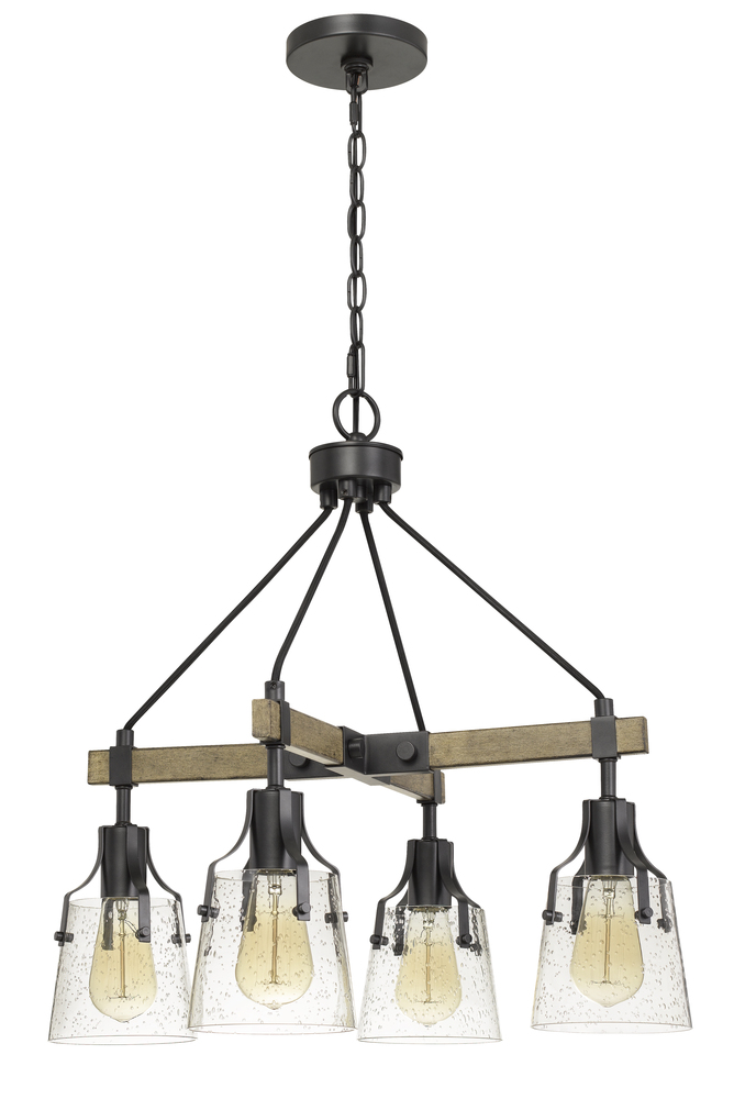 60W X 4 Aosta Metal Chandelier With BubbLED Glass Shades (Edison Bulbs Are Not included)