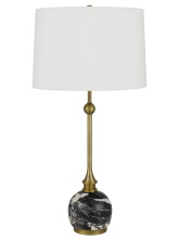 CAL Lighting BO-3200TB - 150W 3 way Midlands metal table lamp with marble stone base and hardback fabric shade