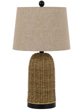 CAL Lighting BO-3207TB - 100W 3 way Indio wicker basket table lamp with hardback burlap shade