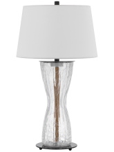 CAL Lighting BO-3220TB - 100W Andria crackle glass table lamp with 2W LED night light and hardback fabric shade