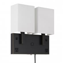 CAL Lighting LA-8048W2L-1 - 40w X 2 Oberlin Wall Lamp With 2 Power Outlets And 1 USB Charging Port