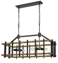 CAL Lighting FX-3705-6 - Bruck 60W X 6 Metal/Pine Wood Island Chandelier (Edison Bulbs Not included)