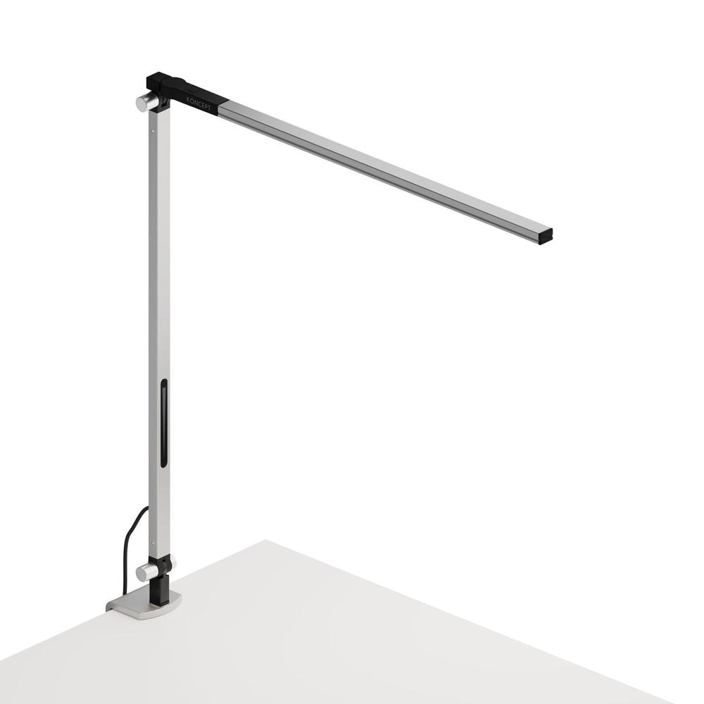 Z-Bar Solo Desk Lamp with two-piece desk clamp (Warm Light; Silver)