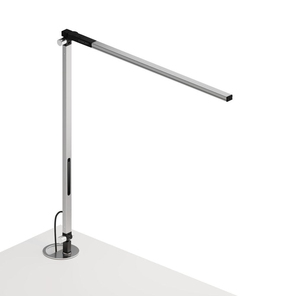 Z-Bar Solo Desk Lamp with grommet mount (Warm Light; Silver)
