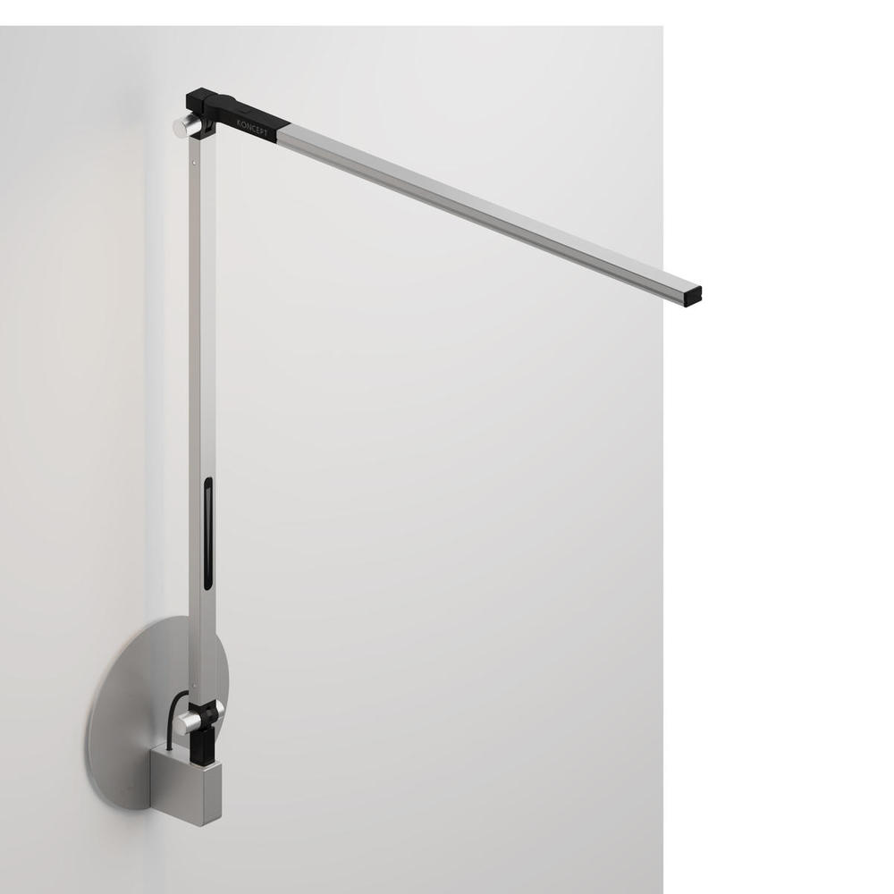 Z-Bar Solo Desk Lamp with hardwire wall mount (Cool Light; Silver)