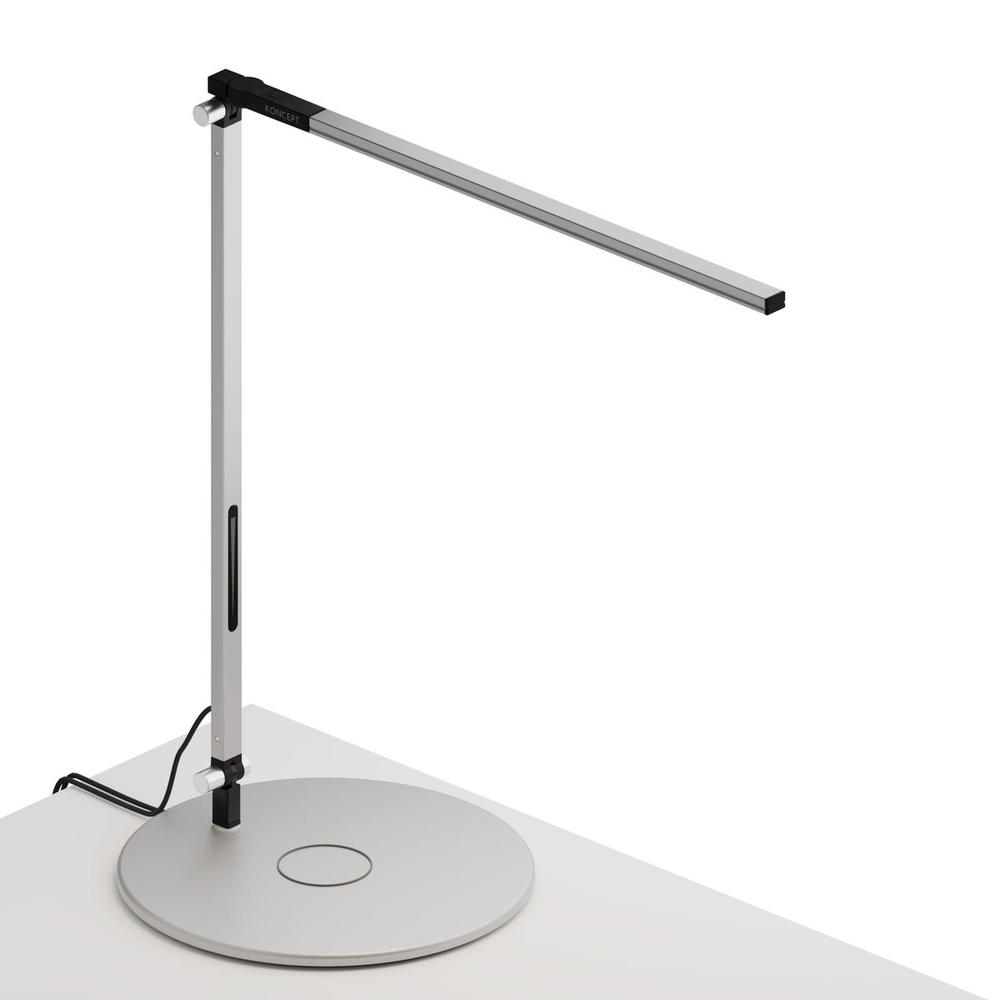 Z-Bar Solo Desk Lamp with wireless charging Qi base (Cool Light; Silver)