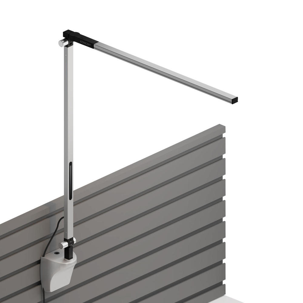 Z-Bar Solo Desk Lamp with slatwall mount (Cool Light; Silver)