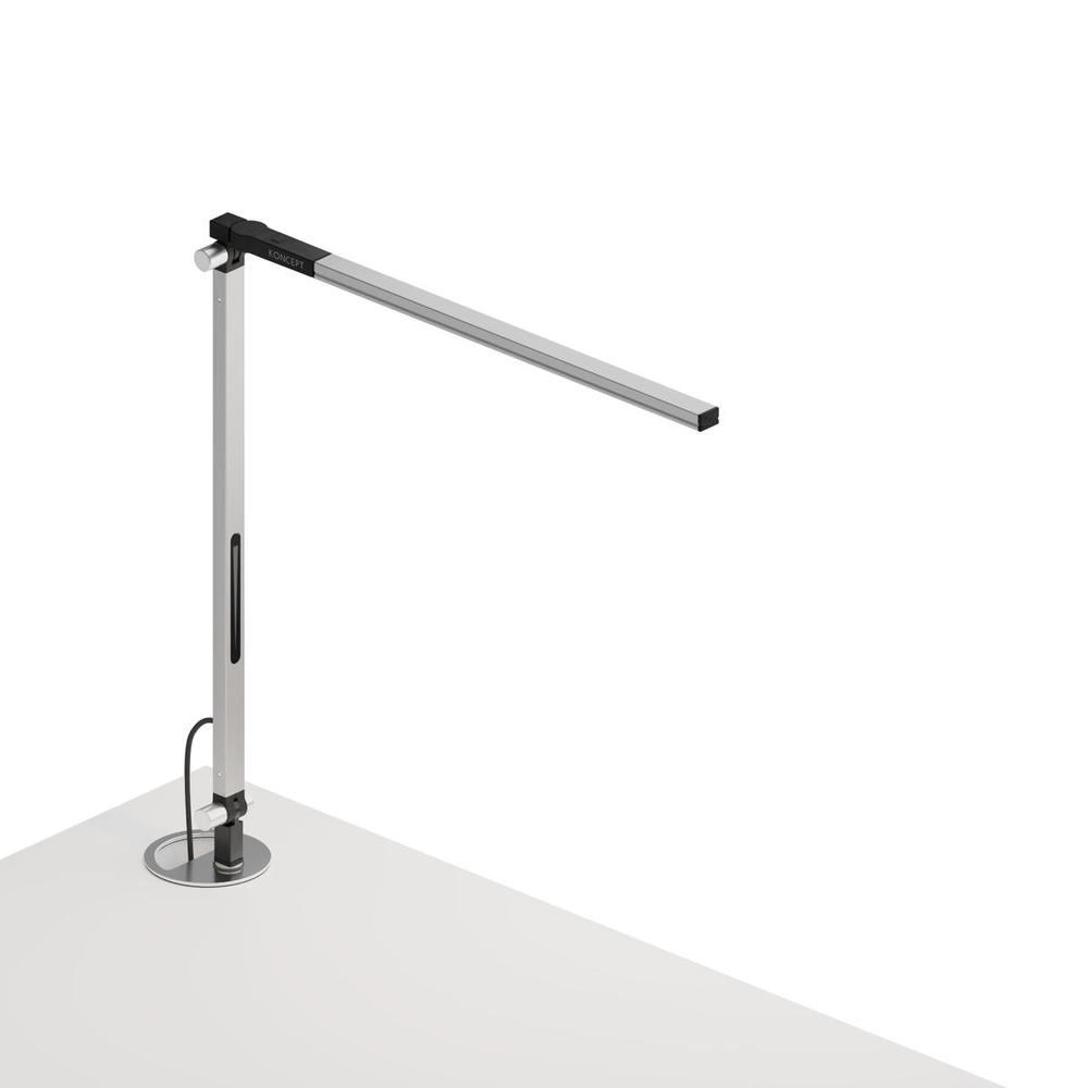 Z-Bar Solo mini Desk Lamp with grommet mount (Cool Light; Silver)