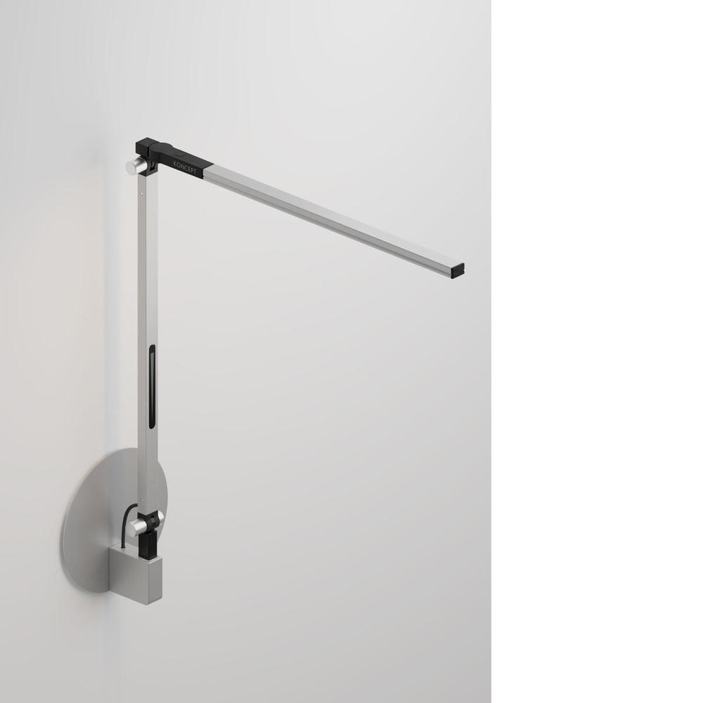 Z-Bar Solo mini Desk Lamp with hardwire wall mount (Cool Light; Silver)
