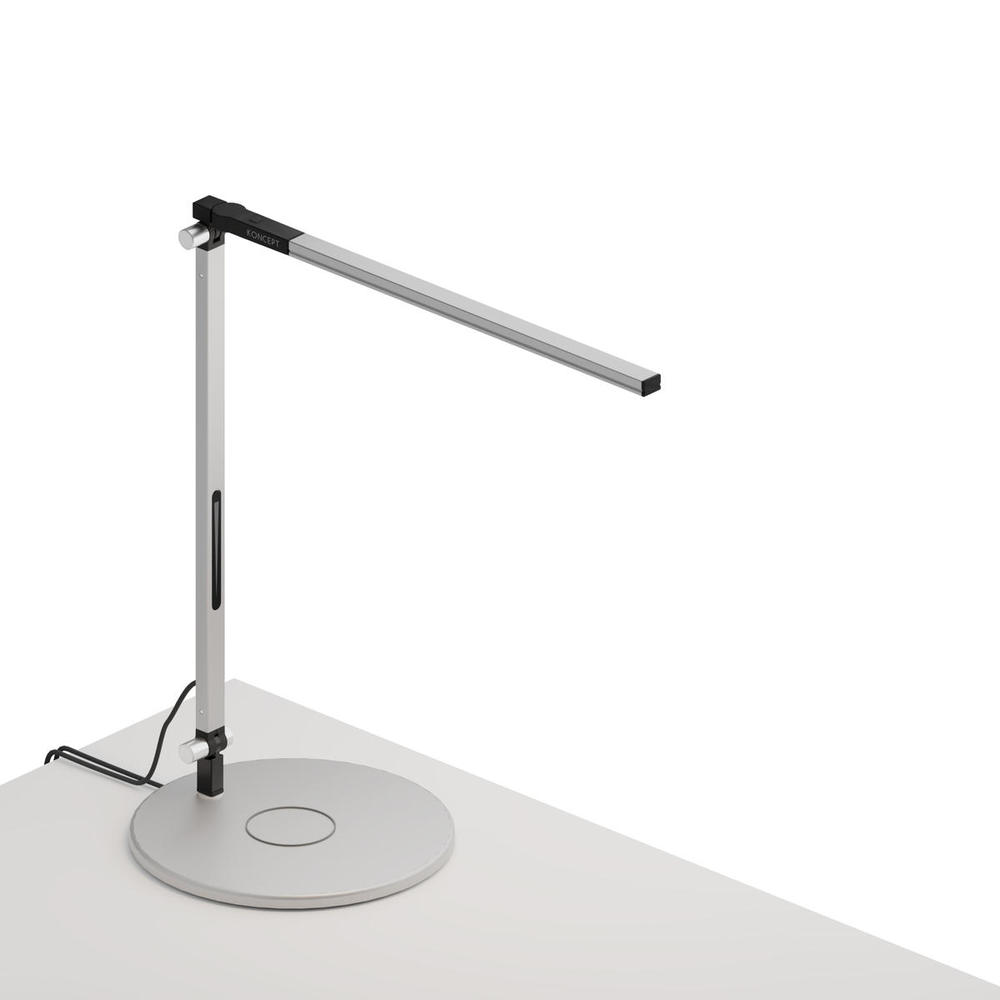 Z-Bar Solo mini Desk Lamp with wireless charging Qi base (Cool Light; Silver)