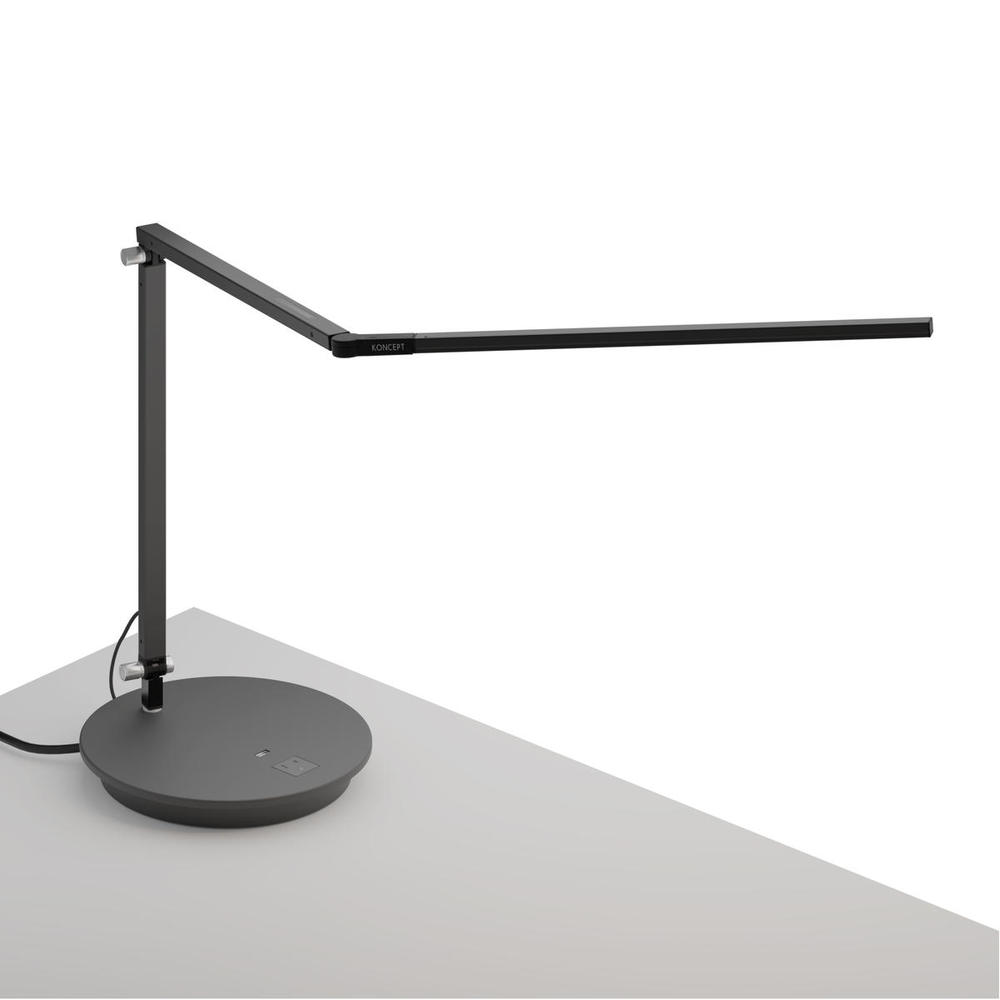 Z-Bar Desk Lamp with power base (USB and AC outlets) (Cool Light, Metallic Black)