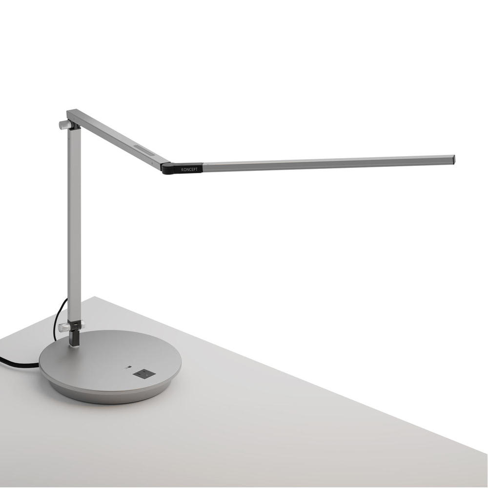 Z-Bar Desk Lamp with power base (USB and AC outlets) (Cool Light, Silver)