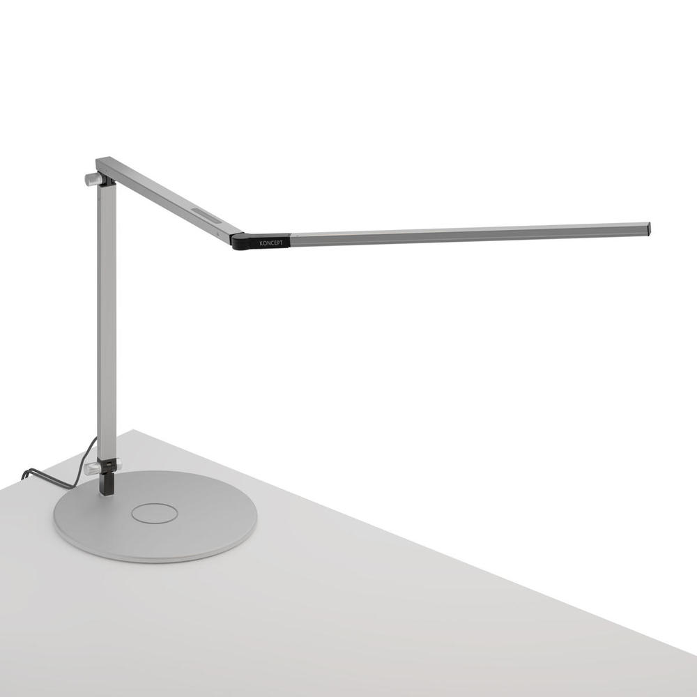 Z-Bar Desk Lamp with wireless charging Qi base (Cool Light, Silver)