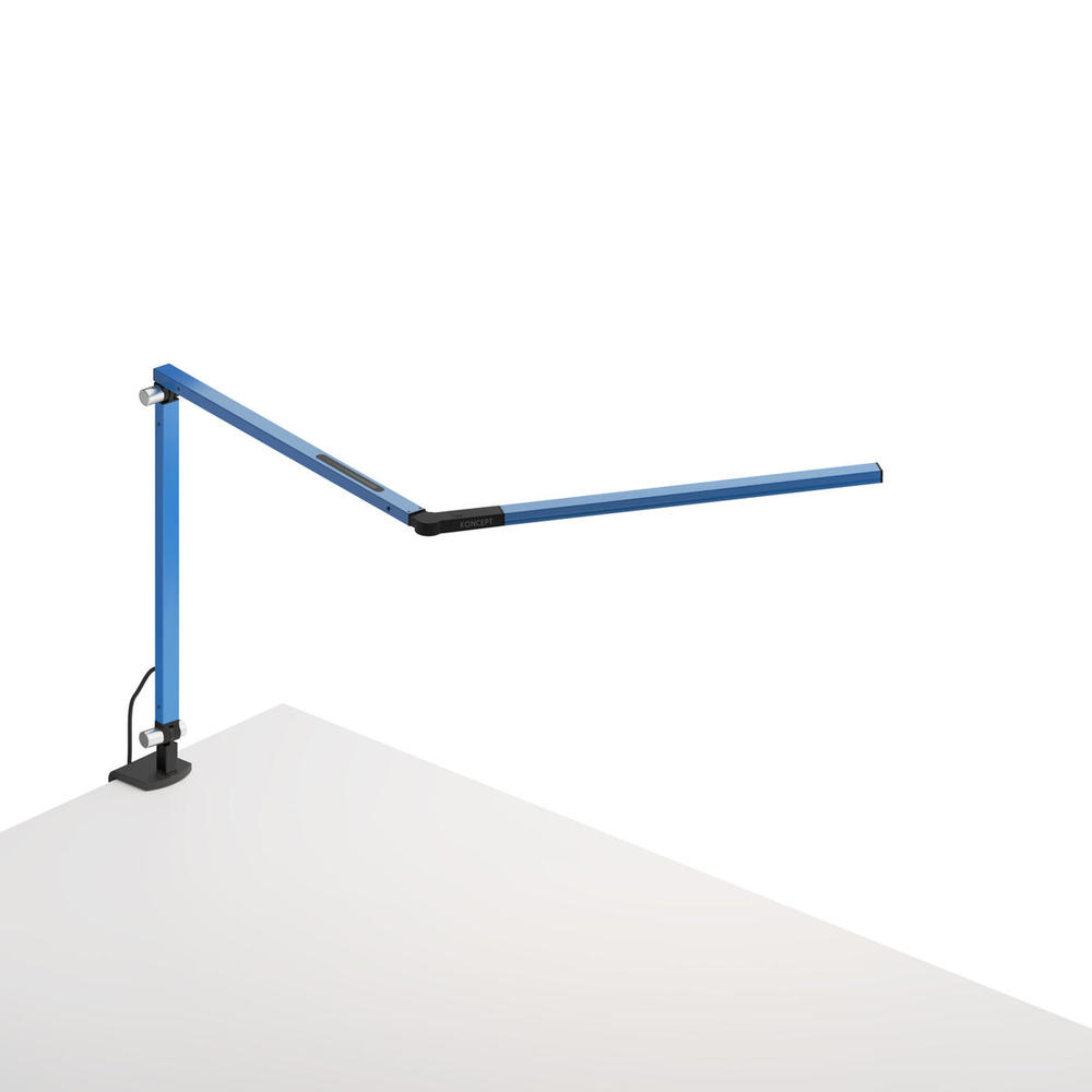 Z-Bar mini Desk Lamp with Metallic Black two-piece desk clamp (Warm Light; Blue)
