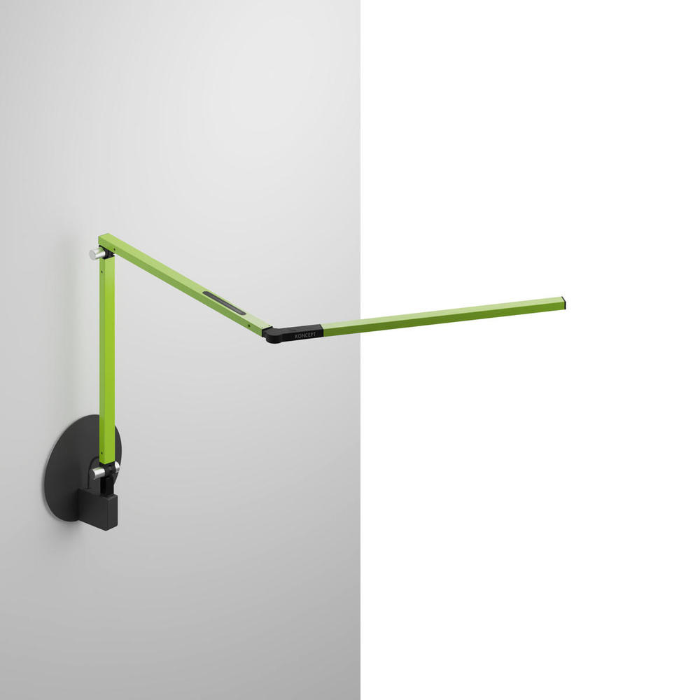 Z-Bar mini Desk Lamp with Metallic Black hardwire wall mount (Warm Light; Green)