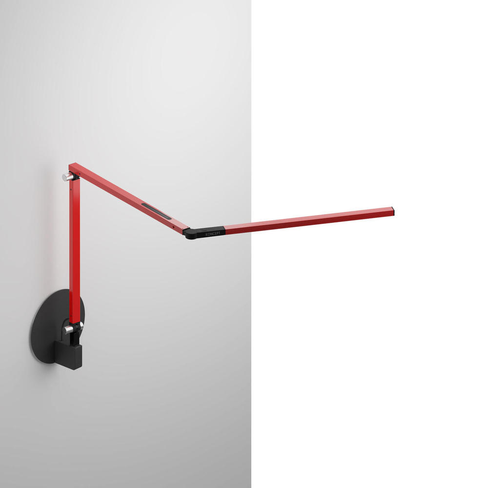Z-Bar mini Desk Lamp with Metallic Black hardwire wall mount (Warm Light; Red)