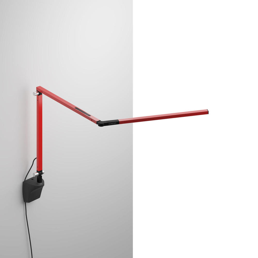 Z-Bar mini Desk Lamp with Metallic Black wall mount (Warm Light; Red)