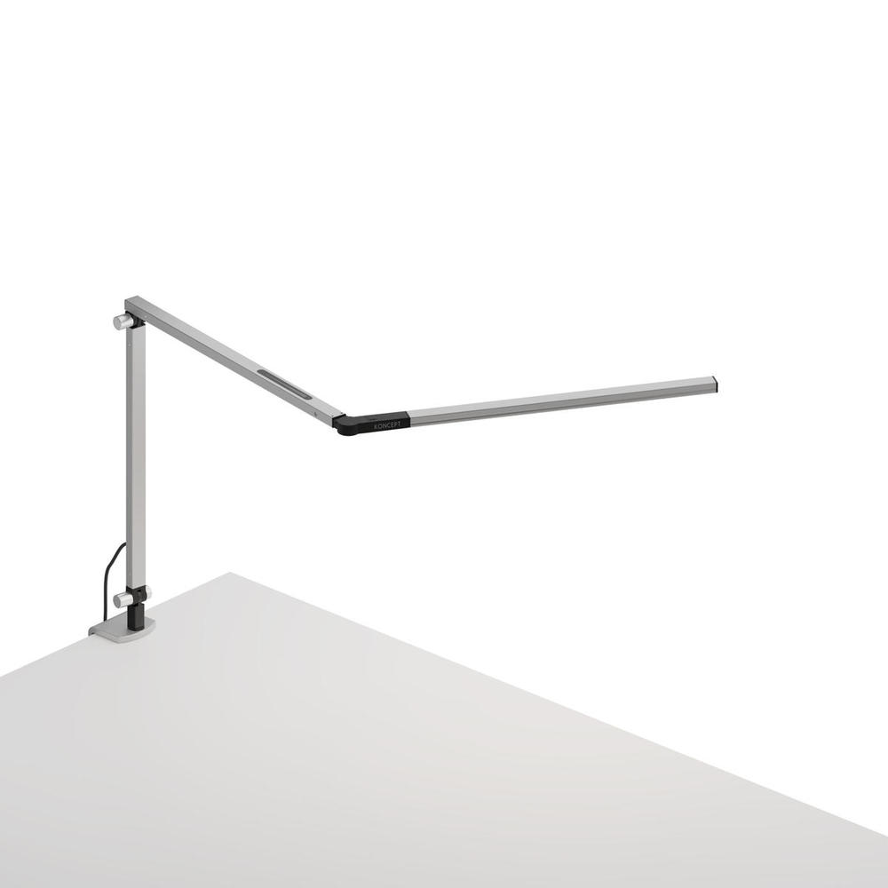 Z-Bar mini Desk Lamp with one-piece desk clamp (Warm Light; Silver)