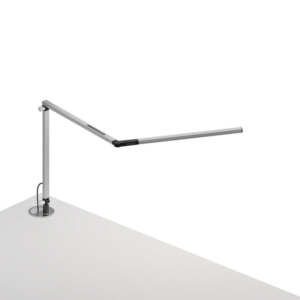 Z-Bar mini Desk Lamp with grommet mount (Warm Light; Silver)