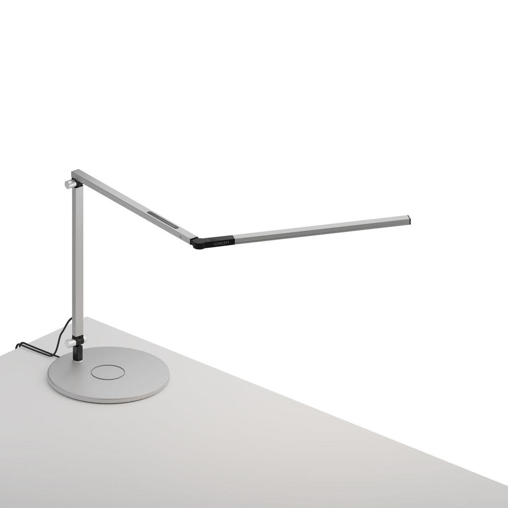 Z-Bar mini Desk Lamp with wireless charging Qi Base (Warm Light; Silver)