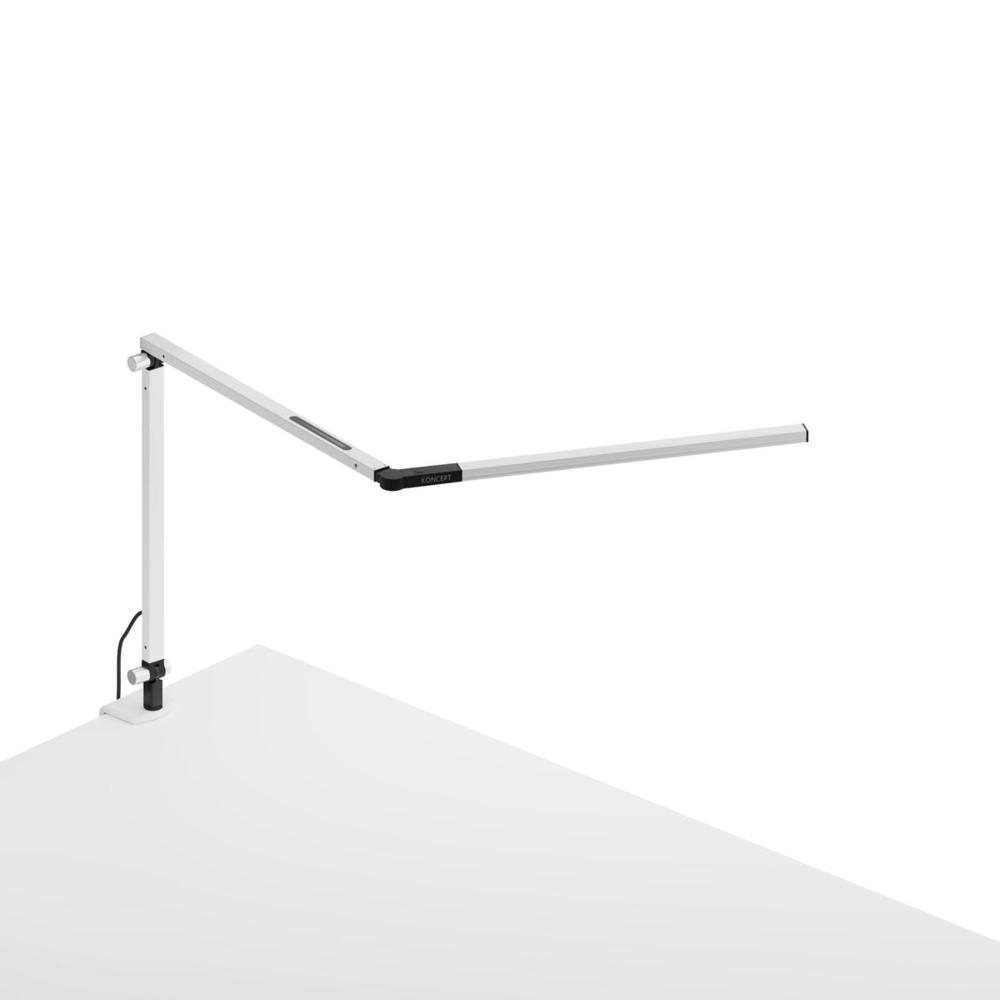Z-Bar mini Desk Lamp with two-piece desk clamp (Warm Light; White)