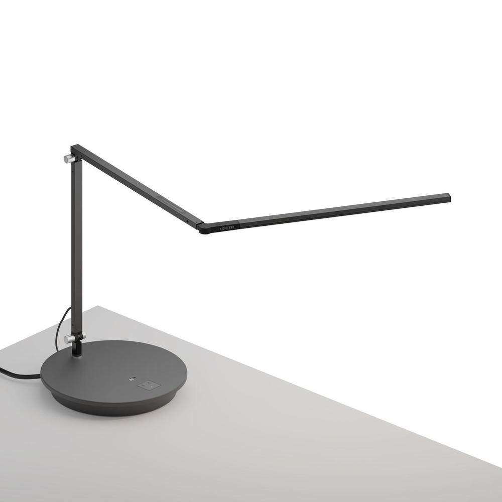 Z-Bar slim Desk Lamp with power base (USB and AC outlets) (Cool Light; Metallic Black)
