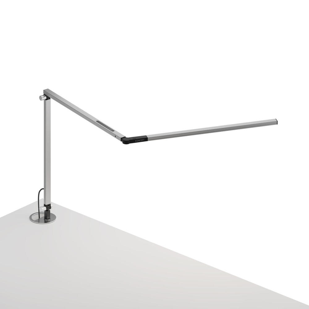 Z-Bar slim Desk Lamp with grommet mount (Cool Light; Silver)