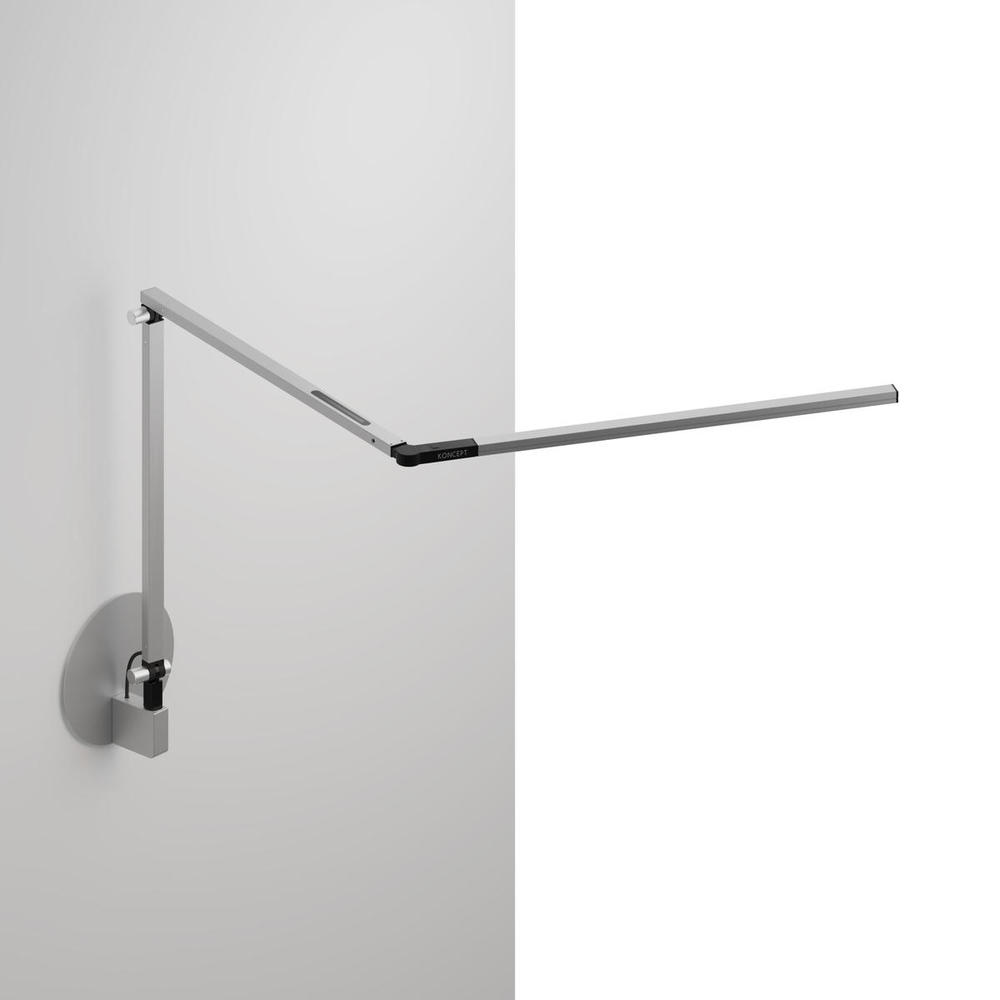 Z-Bar slim Desk Lamp with hardwire wall mount (Cool Light; Silver)