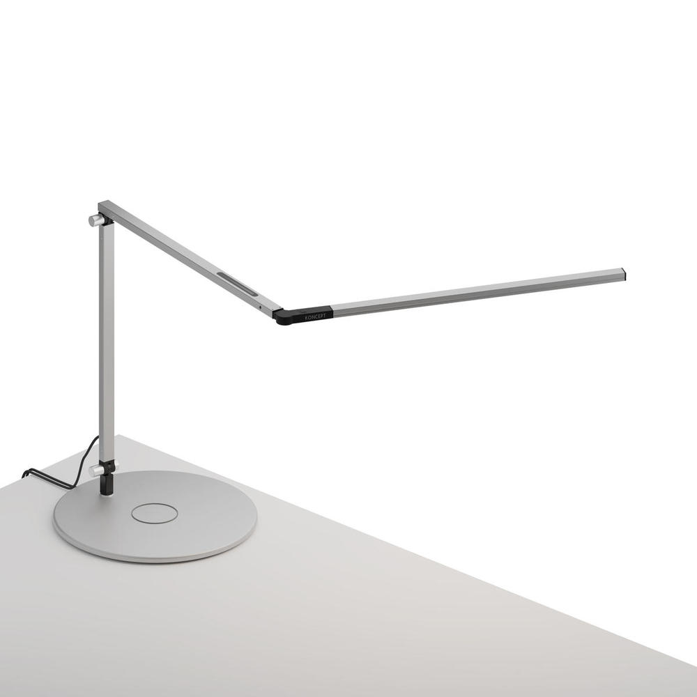 Z-Bar slim Desk Lamp with wireless charging Qi base (Cool Light; Silver)