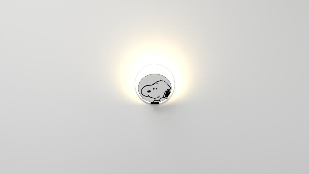 Peanuts® Gravy Wall Sconce - Chrome body, Snoopy plates - Plug-in
