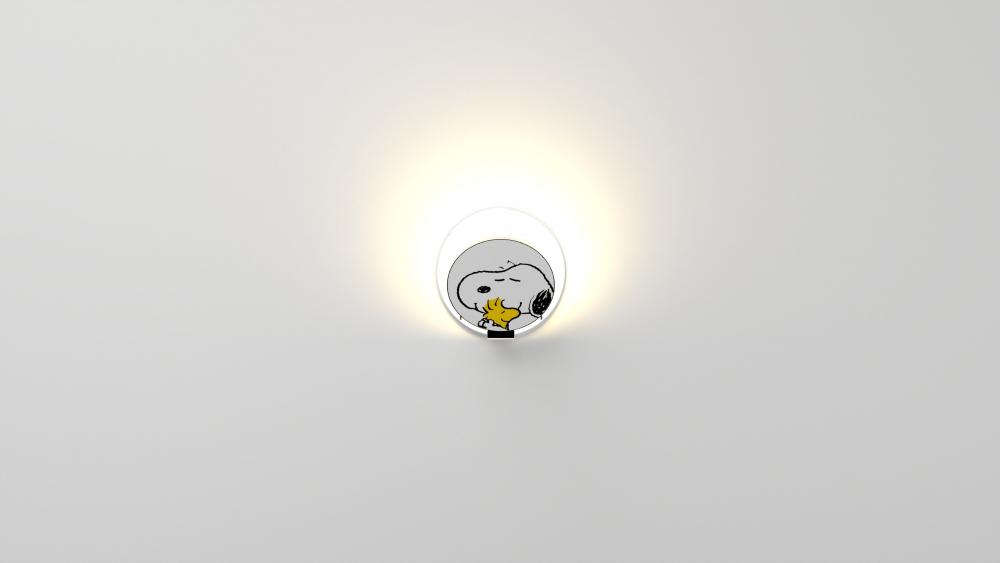 Peanuts® Gravy Wall Sconce - Chrome body, Snoopy Woodstock plates - Plug-in