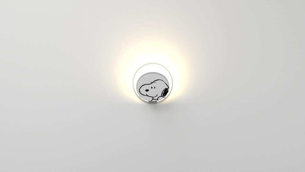 Peanuts® Gravy Wall Sconce - Silver body, Snoopy plates - Hardwire