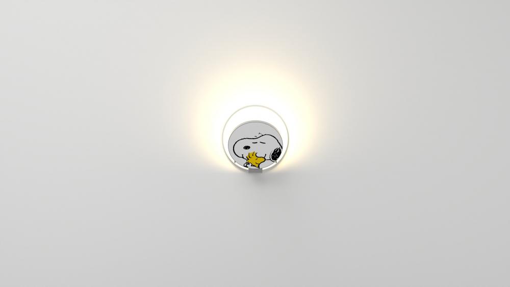 Peanuts® Gravy Wall Sconce - Silver body, Snoopy Woodstock plates - Plug-in