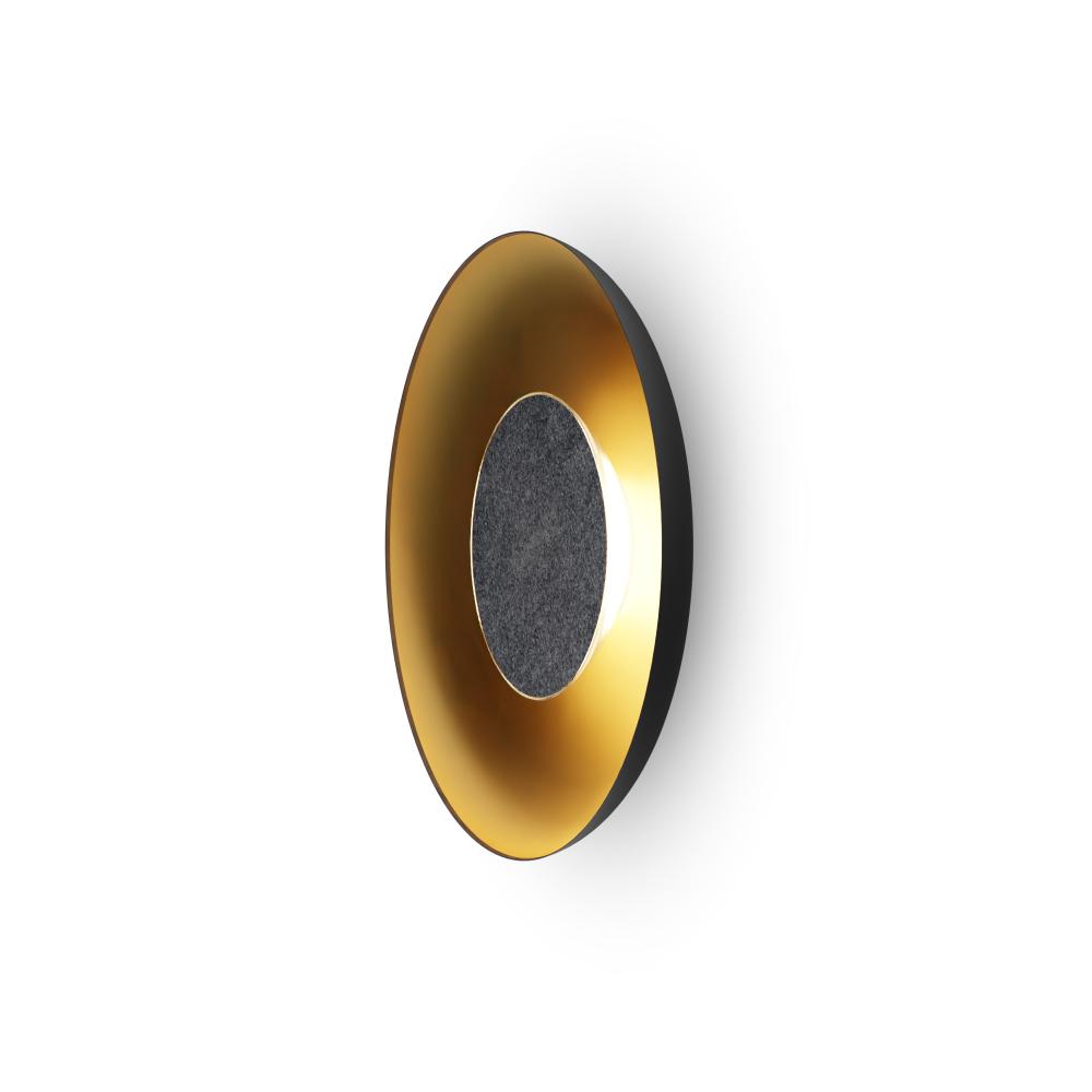 Ramen Wall Sconce 12" (Charcoal Felt) with 24" back dish (Matte Black w/ Gold Interior)
