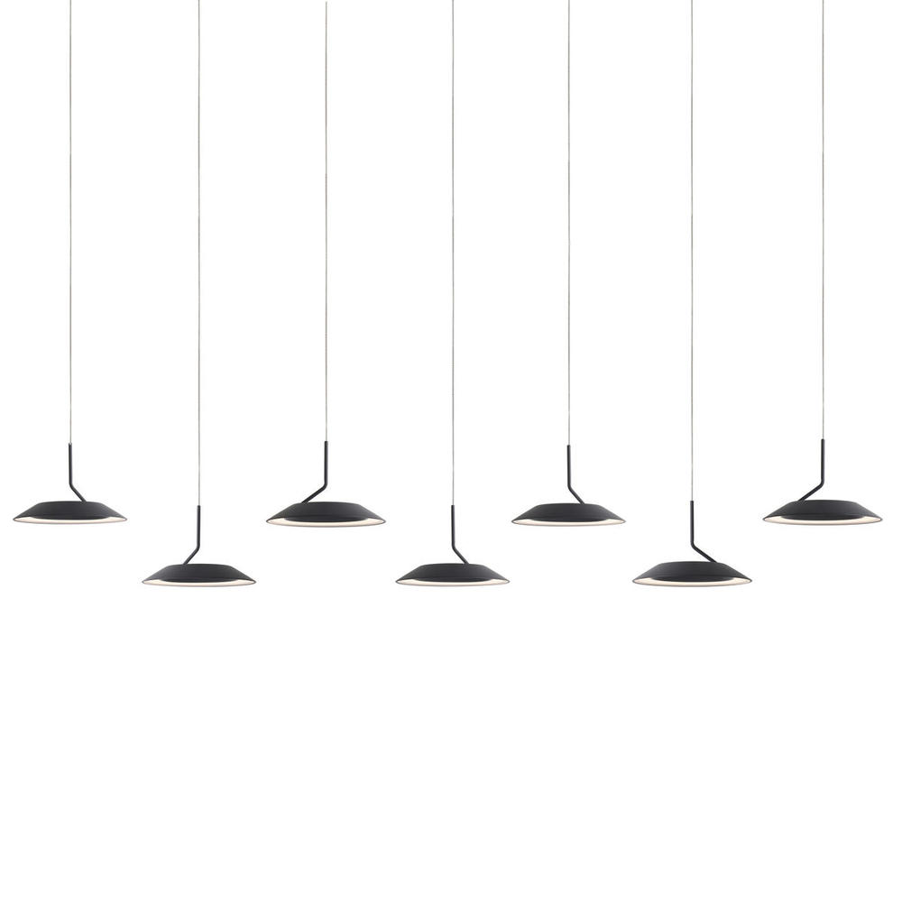 Royyo Pendant (linear with 7 pendants), Matte Black, Matte Black Canopy