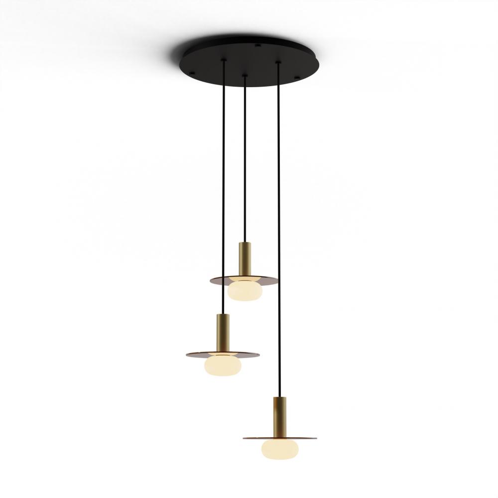 Combi Pendant 6" Circular 3 Combo Brass with Matte Black Canopy