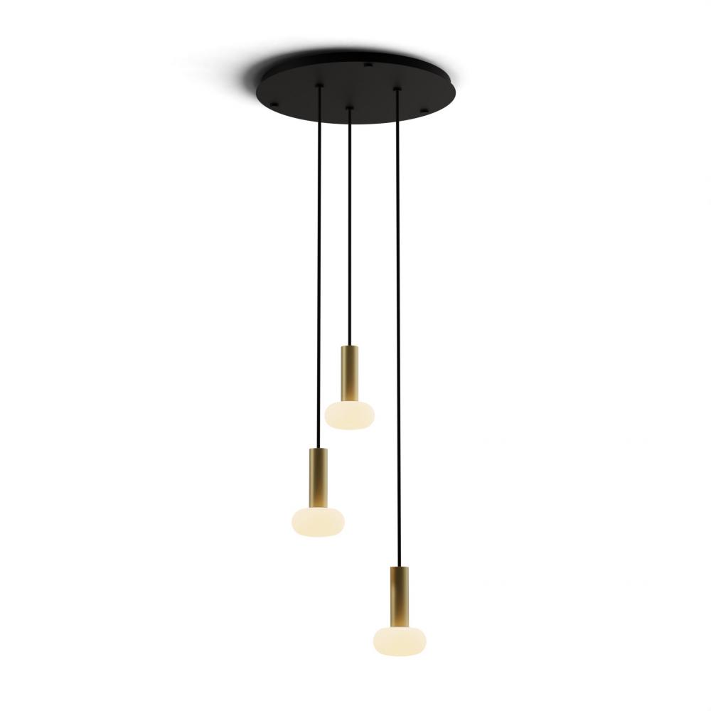 Combi Pendant 6" Circular 3 Combo Brass with Matte Black Canopy, Glass Ball attachment, Suspensi