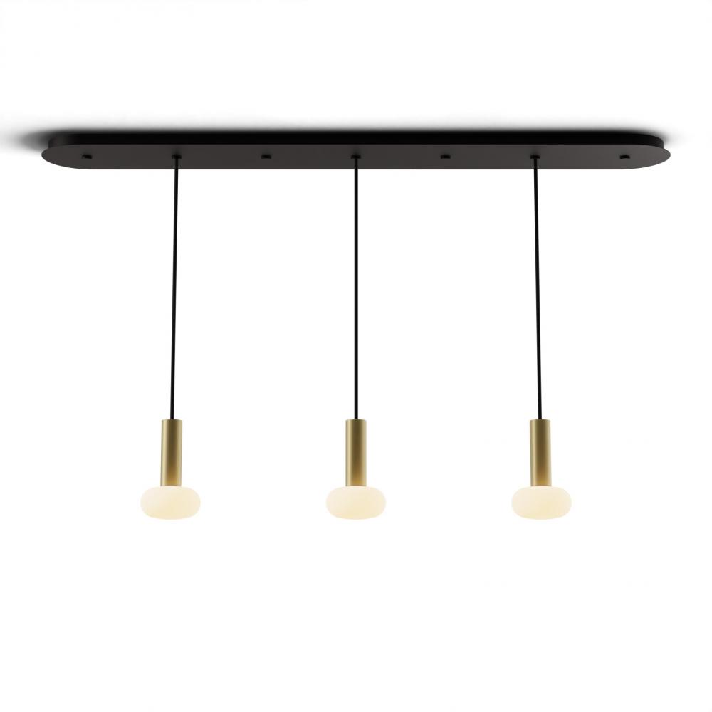 Combi Pendant 6" Linear 3 Combo Brass with Matte Black Canopy